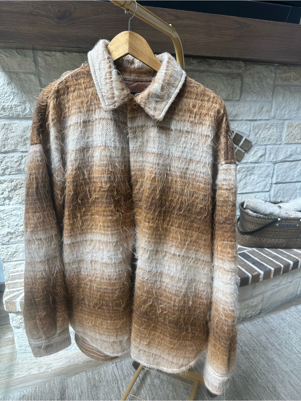 Men's Standard Cloth Brown Ombre Lightweight Shirt Jacket